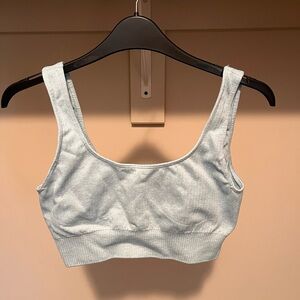 Savvi Sky Blue Ribbed Sports Bra